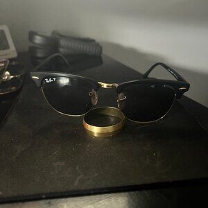 Ray-Bans Clubmaster Sunglasses- Black and Gold